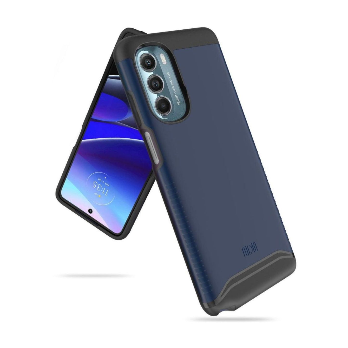 Moto G Stylus 5G 2022 case MERGE dual layer heavy duty protective cover in indigo blue, shockproof phone case with rugged design