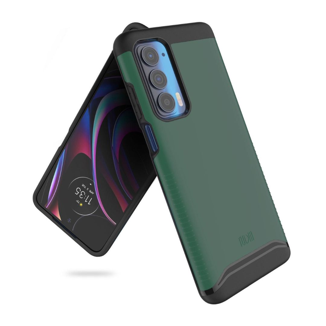 Motorola Edge 5G UW case in hunter green with heavy duty dual-layer protection, shockproof and durable cover for Moto Edge 2021 smartphone