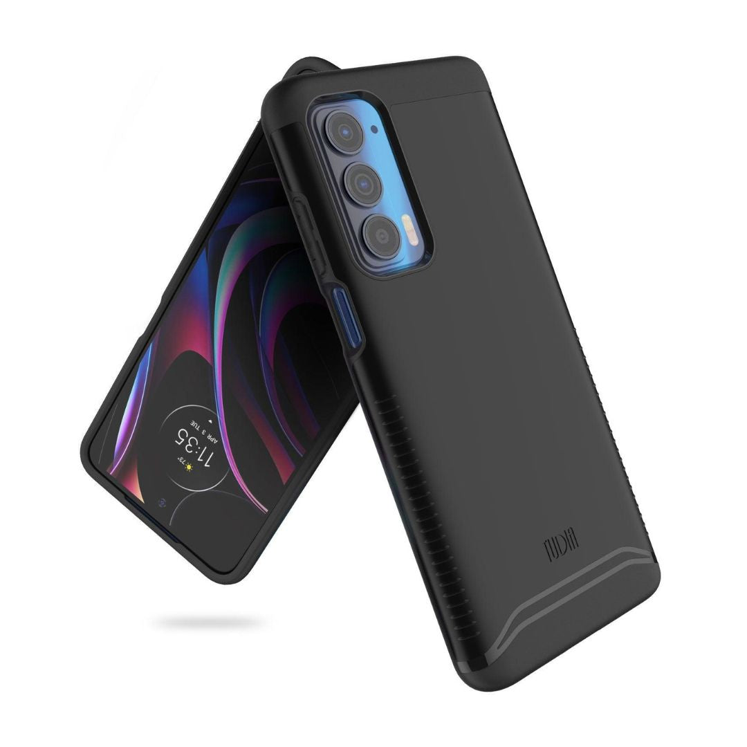 Motorola Edge 5G UW 2021 phone case in jet black, heavy duty dual layer protective cover by Merge, shockproof Motorola Moto Edge case