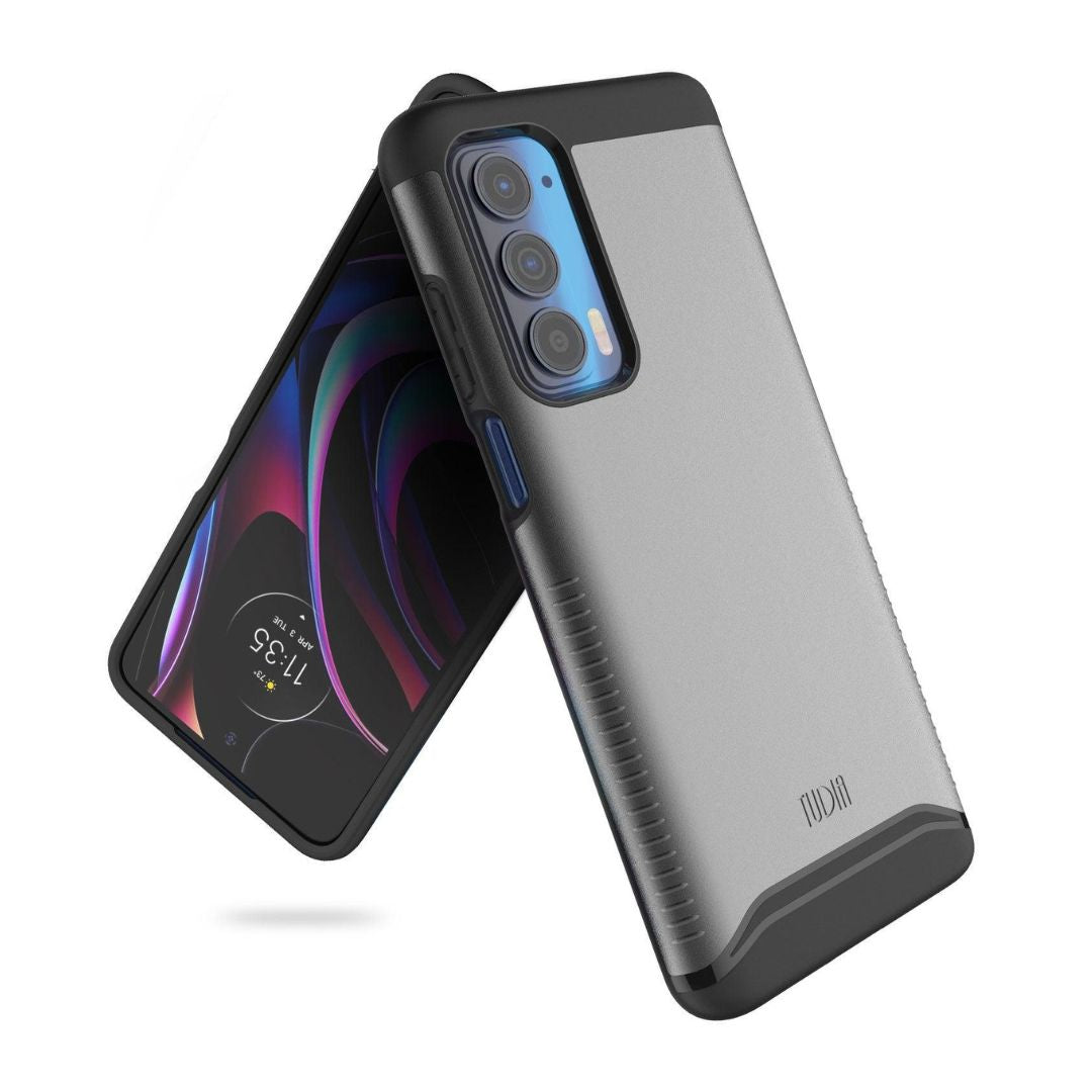 Heavy Duty Dual Layer Motorola Edge 5G UW Moto Edge 2021 Case in Metallic Slate - Shockproof Protective Cover