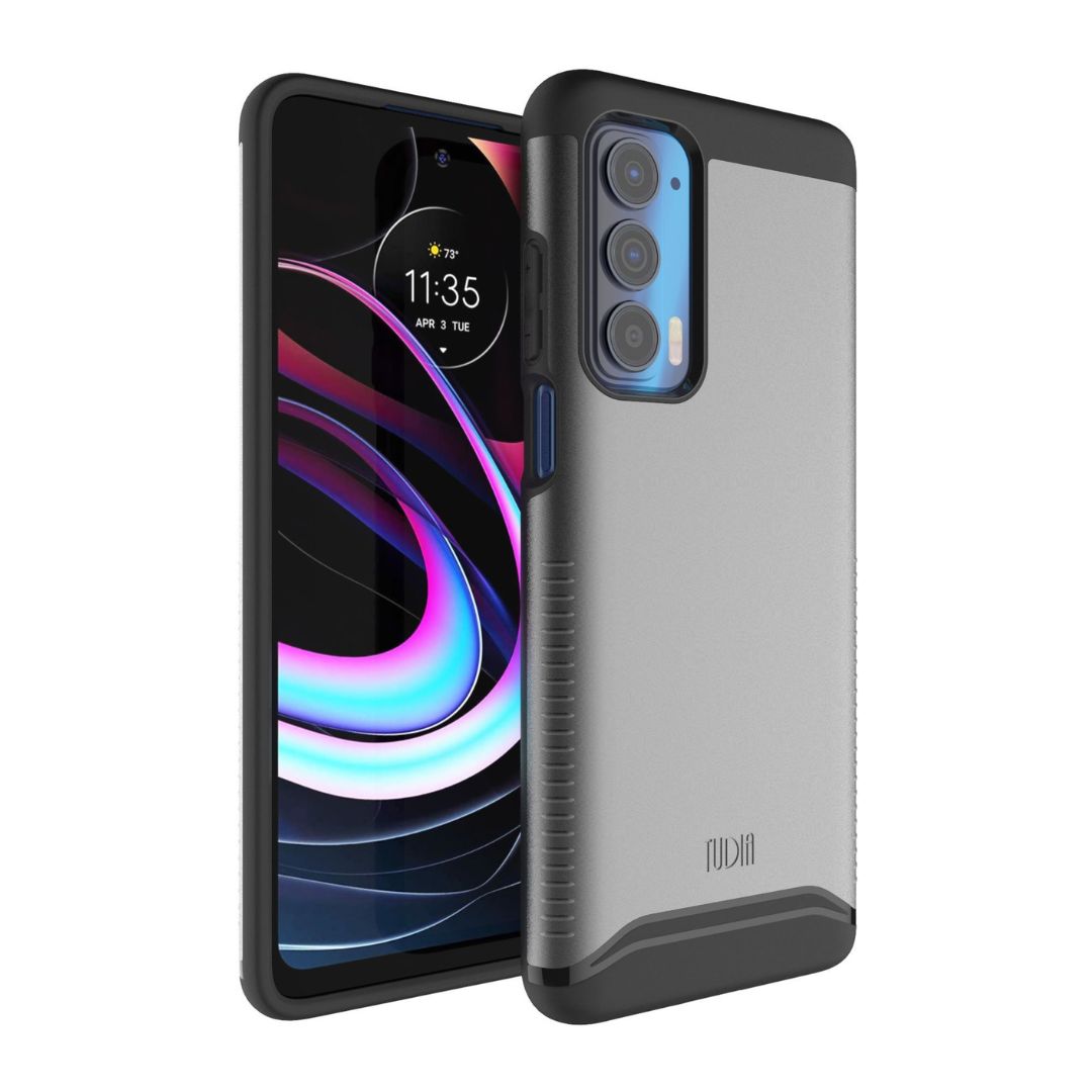Metallic Slate Motorola Edge 5G UW Case MERGE Heavy Duty Dual Layer Shockproof Protective Phone Cover, Compatible with Moto Edge (2021)