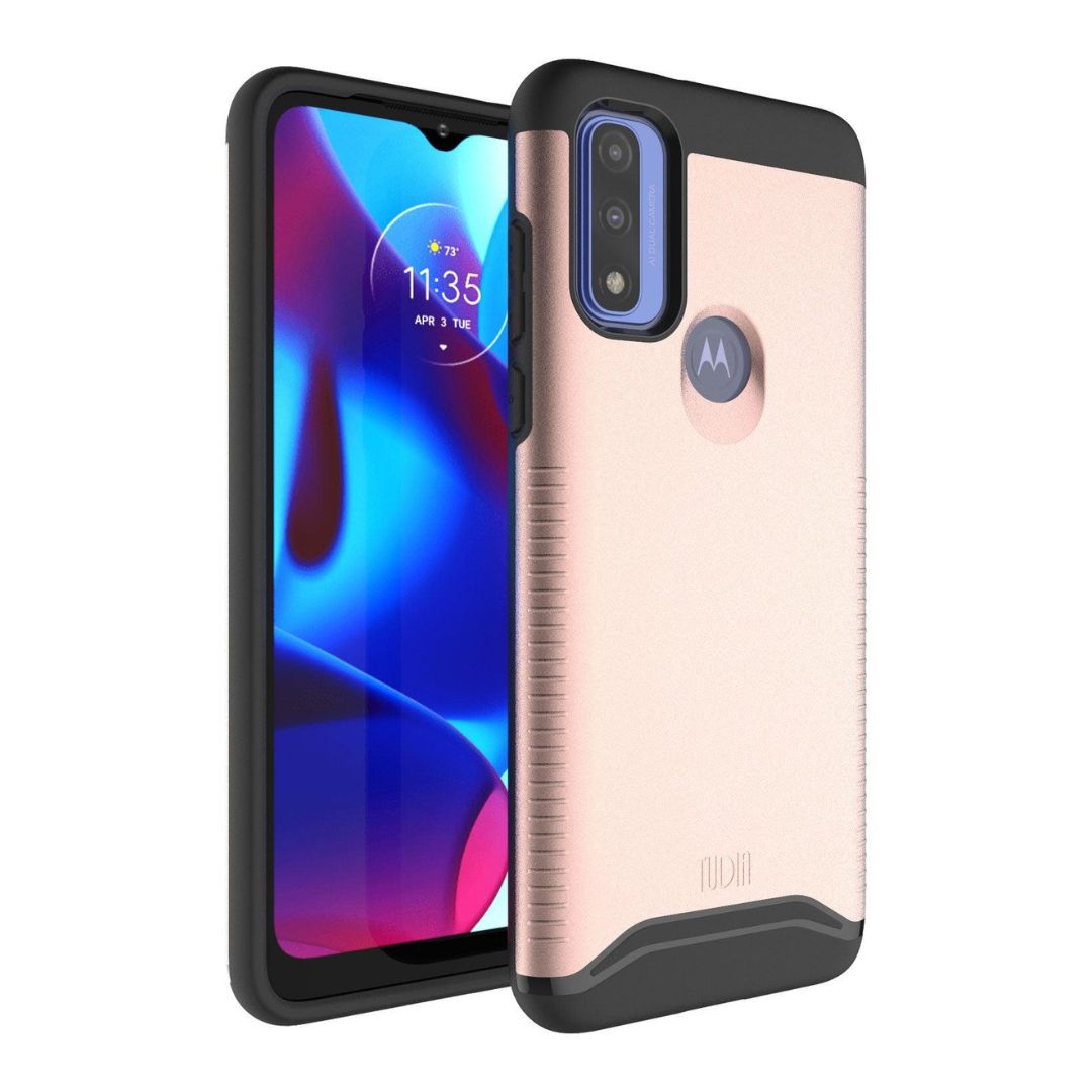 Rose Gold TUDIA MERGE Heavy Duty Dual Layer Case for Motorola Moto G Pure (2021) - Slim Shockproof Rugged Phone Cover