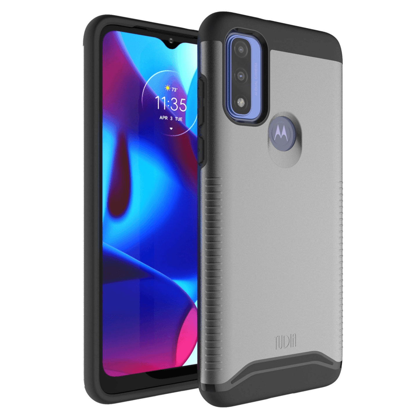 TUDIA MERGE heavy duty dual-layer case for Motorola Moto G Pure (2021) in Metallic Slate – rugged slim shockproof phone cover with military-grade protection