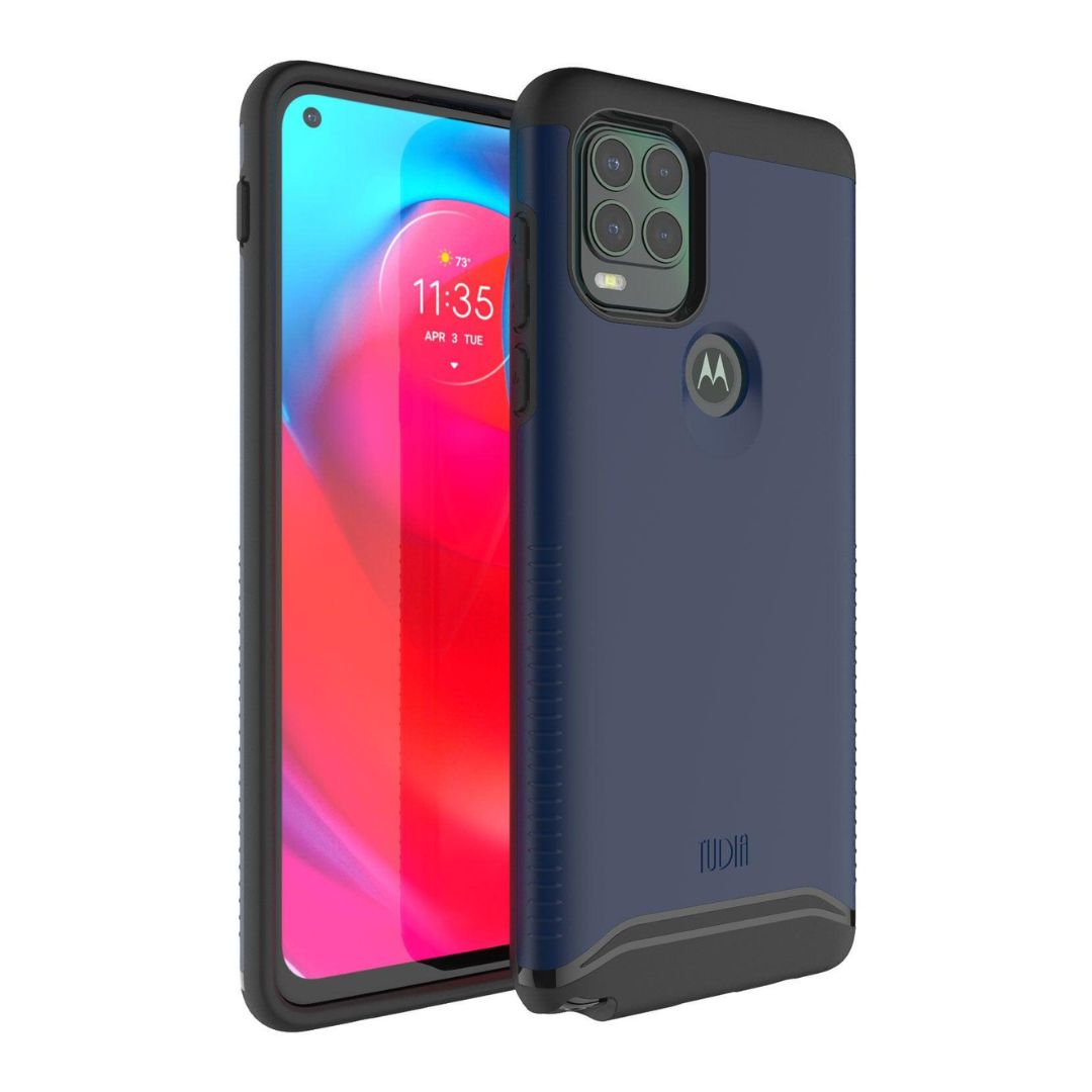 Motorola Moto G Stylus 5G 2021 case MERGE heavy duty dual layer protective cover in indigo blue, shockproof rugged phone case