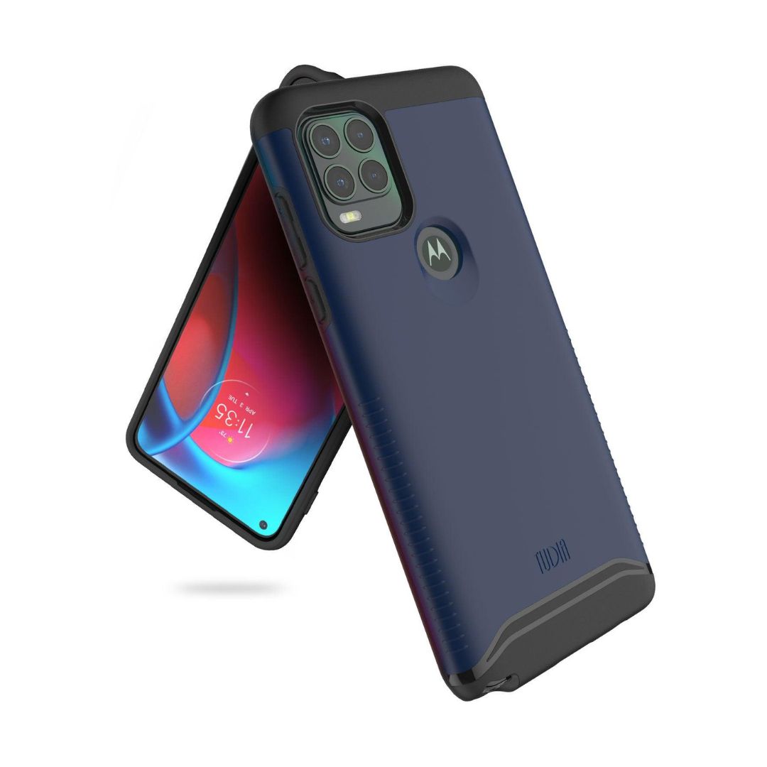Motorola Moto G Stylus 5G (2021) heavy duty dual layer protective case in indigo blue – MERGE series rugged phone cover