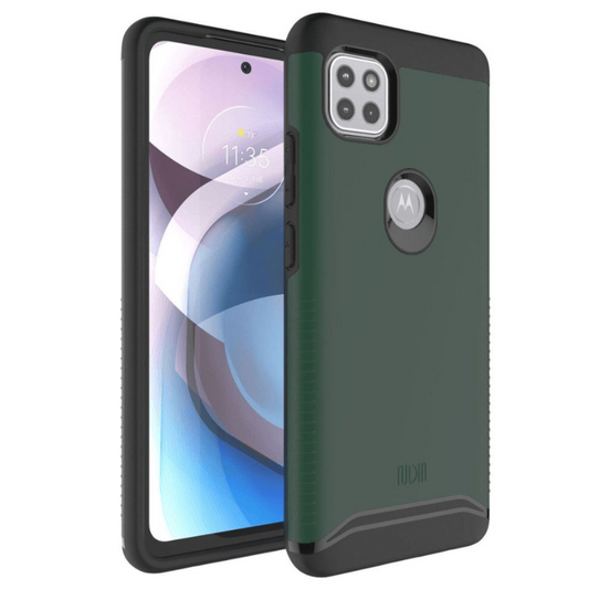 Hunter Green MERGE Heavy Duty Dual Layer Protective Case for Motorola Moto One 5G and 5G UW Ace – Shockproof Rugged Phone Cover