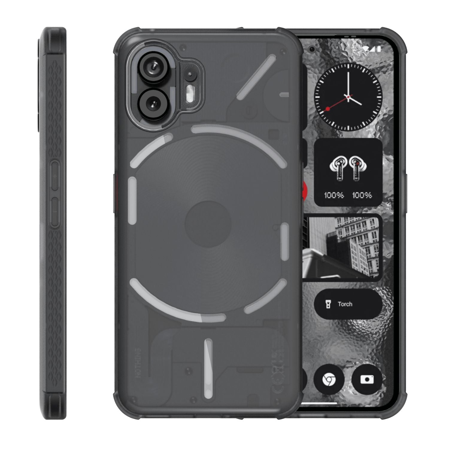 Black SKN translucent frosted thin TPU case for Nothing Phone (2) – slim, shockproof, and lightweight protective cover