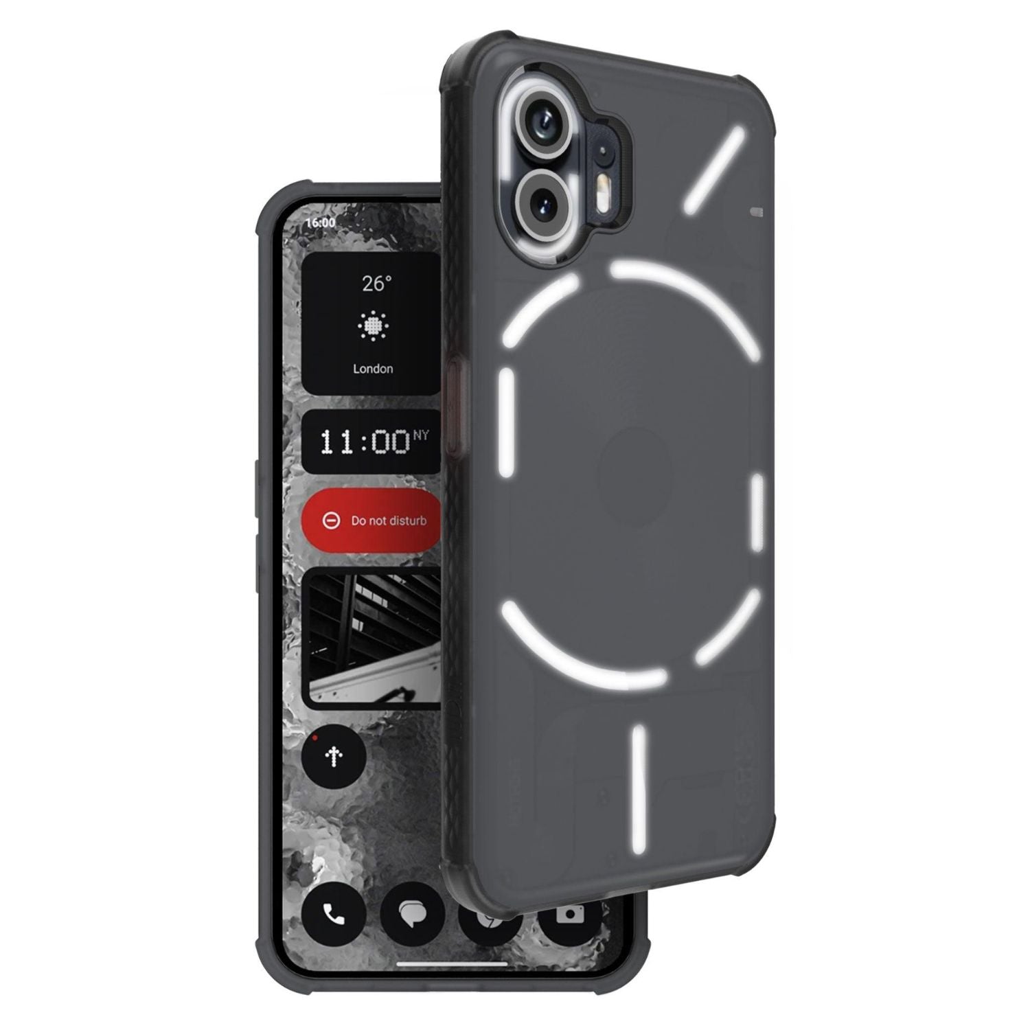 Nothing Phone 2 black translucent frosted thin TPU case with Magsafe compatibility, slim protective cover