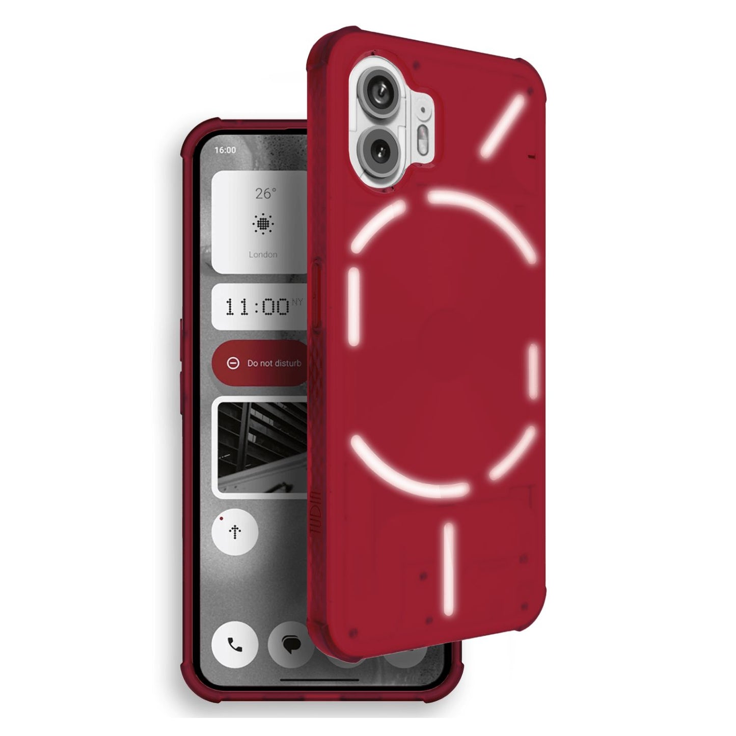Nothing Phone 2 red translucent frosted thin TPU case with Magsafe compatibility, slim protective phone cover