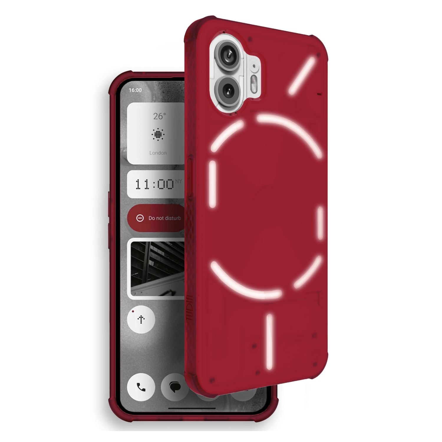Nothing Phone 2 red translucent frosted thin TPU case with Magsafe compatibility, slim protective phone cover