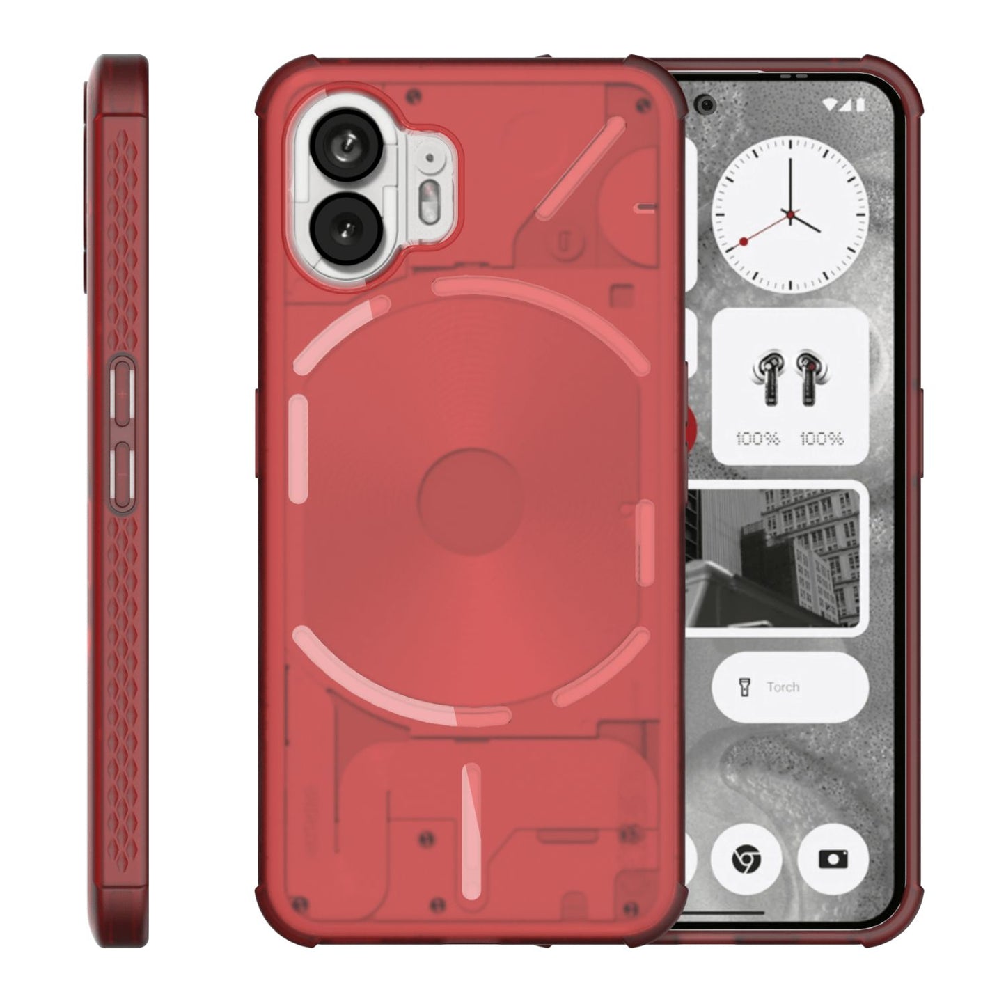 Red SKN Series translucent frosted TPU case for Nothing Phone (2) – slim, lightweight shock-absorbing cover