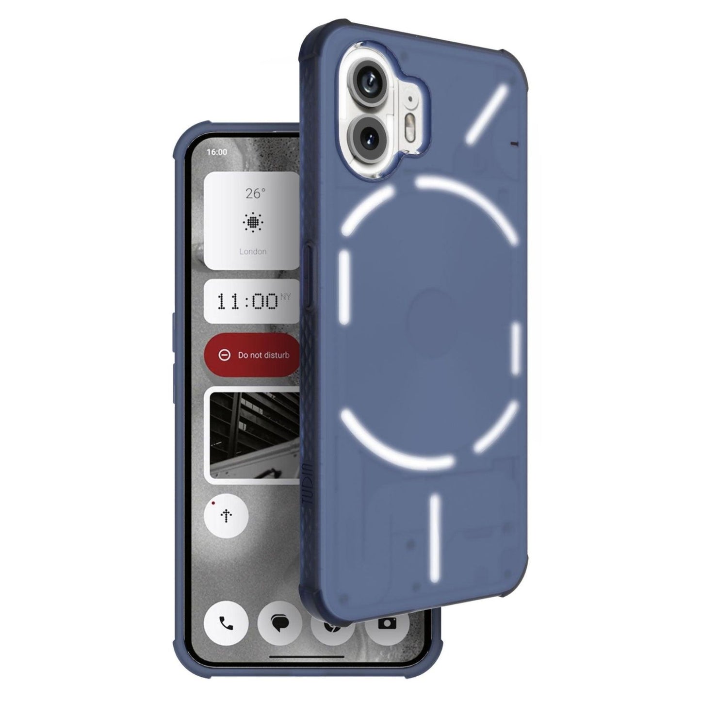 Blue translucent frosted MagSafe case for Nothing Phone (2), slim SKN TPU shockproof protective cover