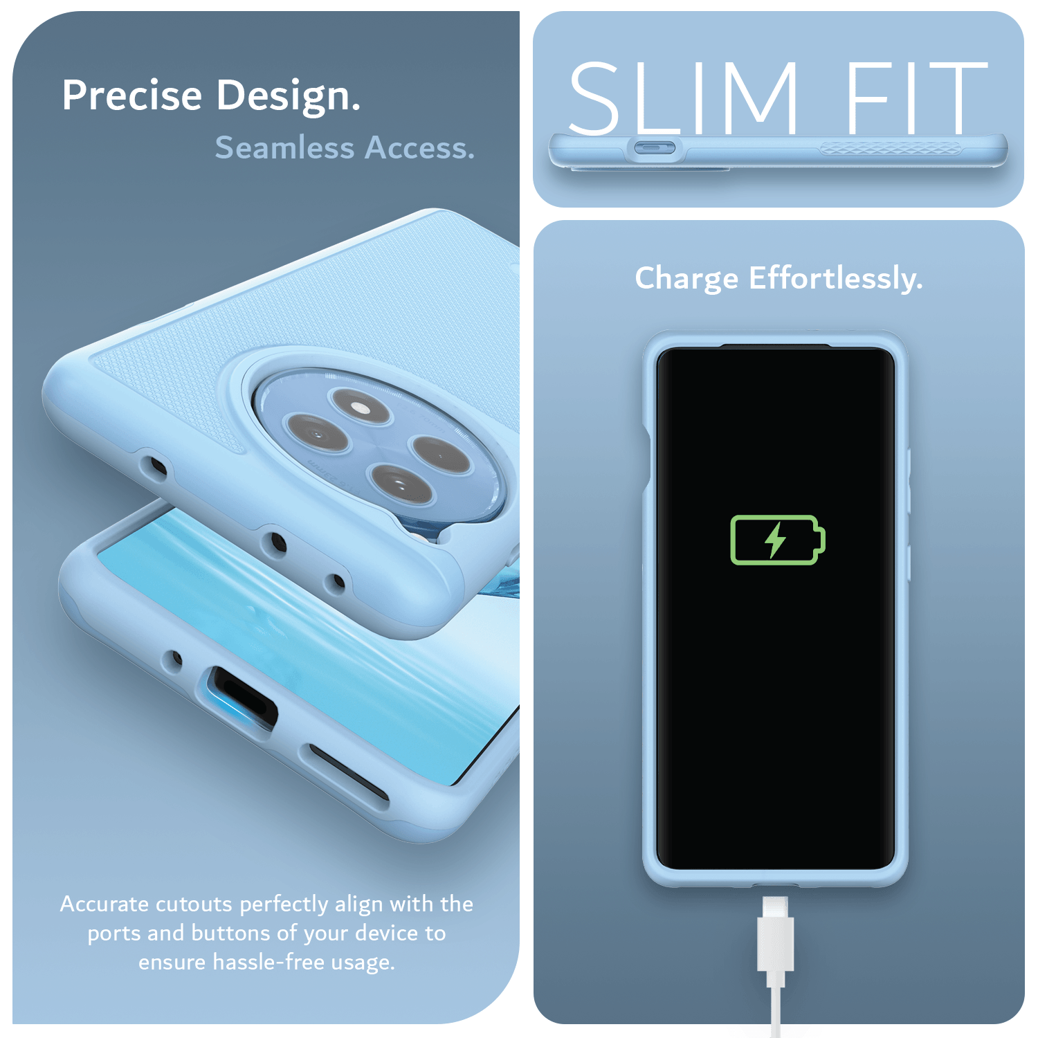 OnePlus 12R MergeGrip Case – Heavy Duty Slim Protective Phone Cover with Precise Cutouts and Seamless Access