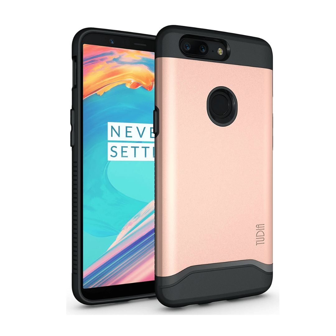 TUDIA MERGE Rose Gold OnePlus 5T Case – Dual Layer Rugged Shockproof Protective Cover