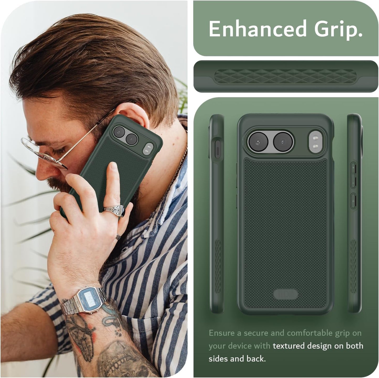 TUDIA MergeGrip DualShield rugged case for OnePlus Nord 4 5G – shockproof heavy-duty phone cover with enhanced non-slip grip and slim profile