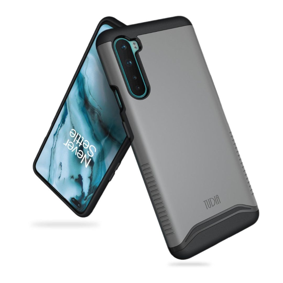 TUDIA Merge Heavy Duty Dual Layer Case for OnePlus Nord in Metallic Slate – Shockproof Rugged Phone Cover with Slim Grip Design