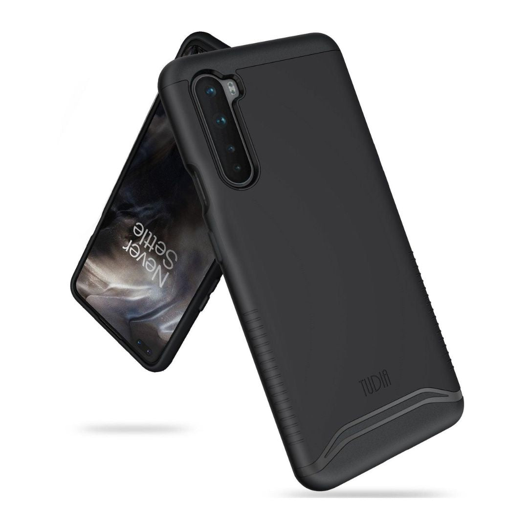 Jet Black TUDIA Merge Dual Layer Protective Case for OnePlus Nord – Rugged Shockproof Slim Cover