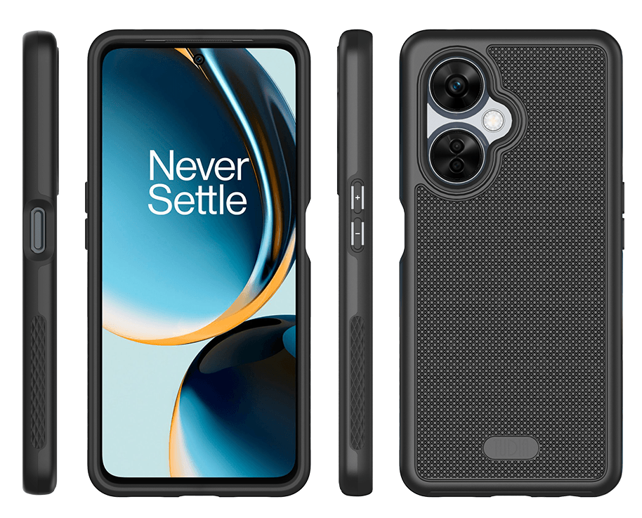 OnePlus Nord N30 5G phone case in Jet Black color, featuring MergeGrip heavy duty DualShield protection, shockproof and slim design