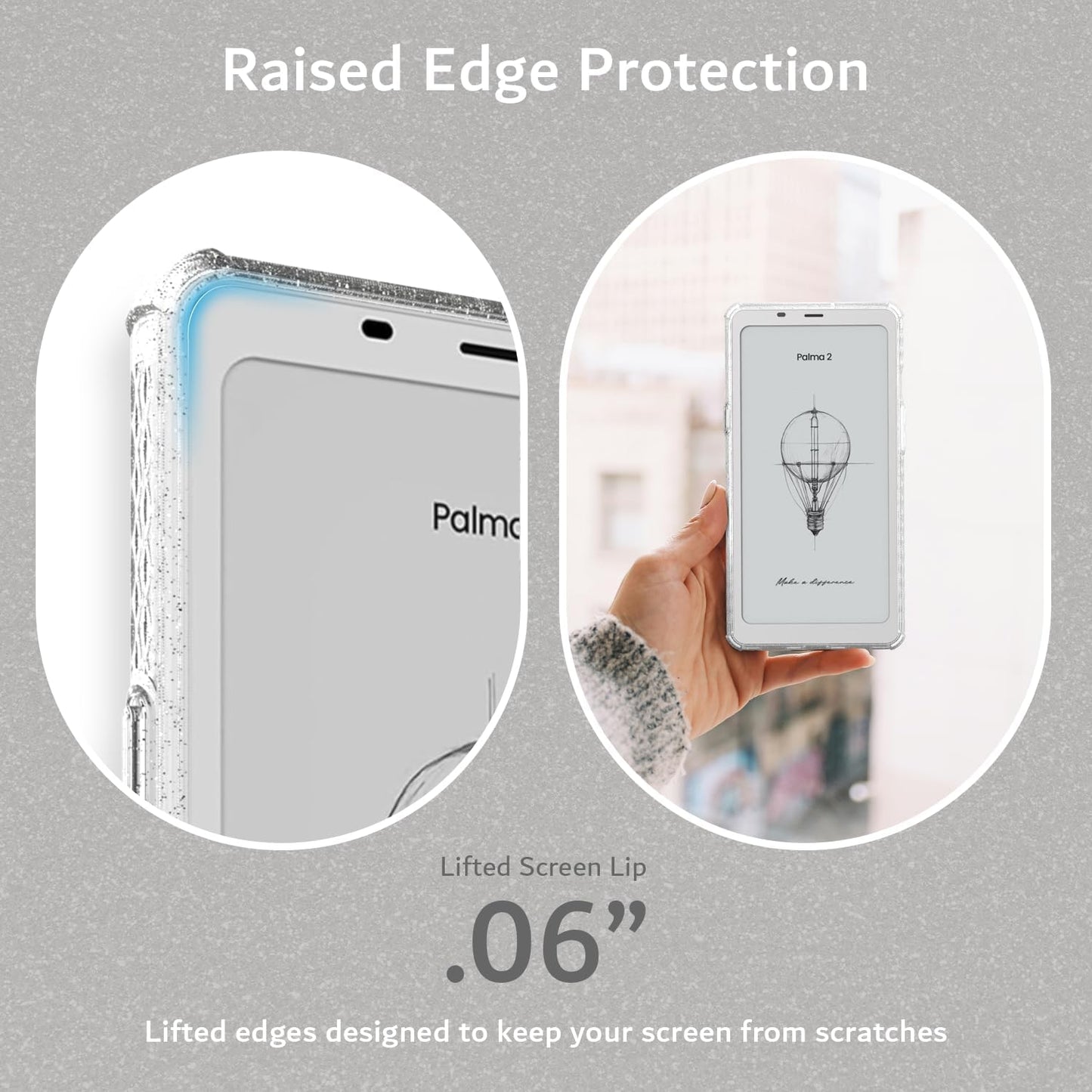 Onyx Boox Palma 2 case in translucent textured leather, lightweight magnetic cover with raised edge for screen protection