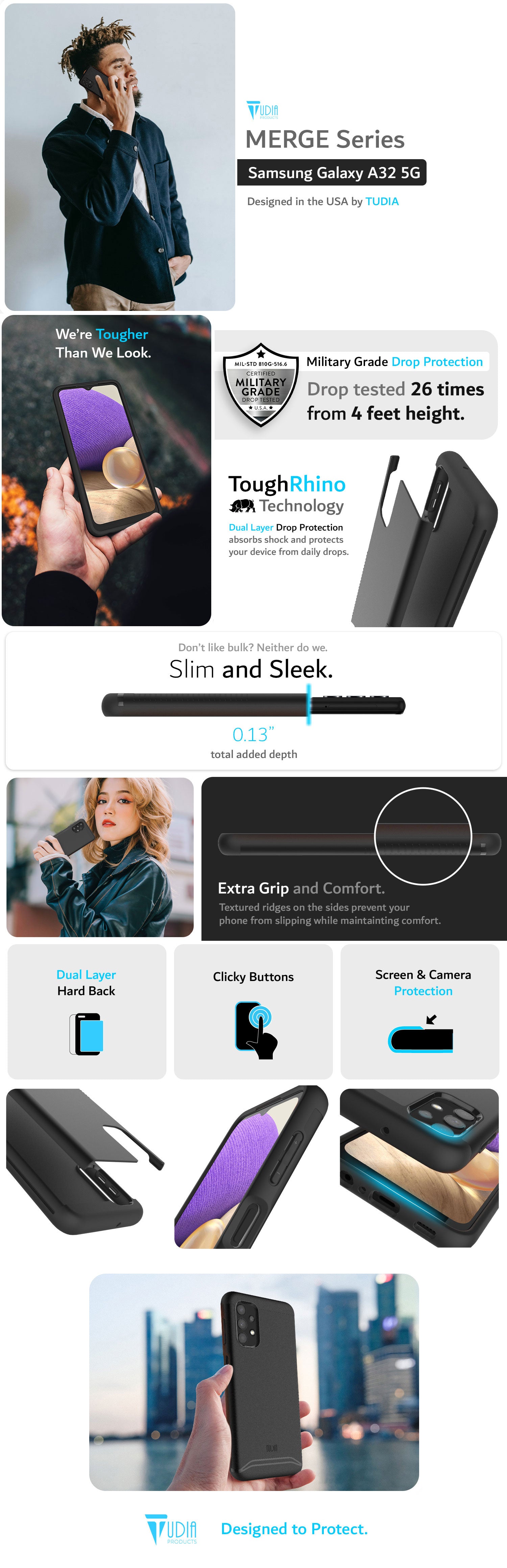 TUDIA Samsung Galaxy A32 5G MERGE Series Military Grade Dual Layer Heavy Duty Case