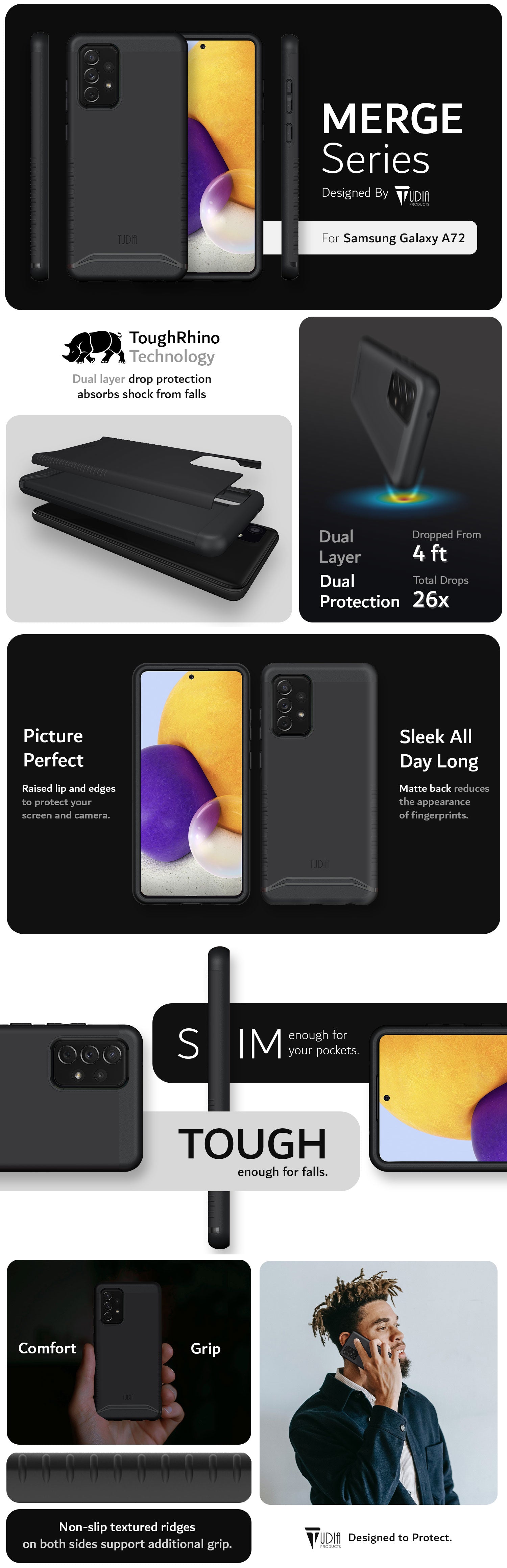TUDIA Samsung Galaxy A72 MERGE Series Dual Layer Protection Heavy Duty Case