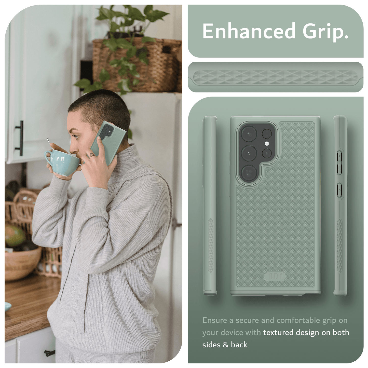 Samsung Galaxy S24 Ultra MagSafe compatible case with MergeGrip design, shockproof protection, and enhanced non-slip grip
