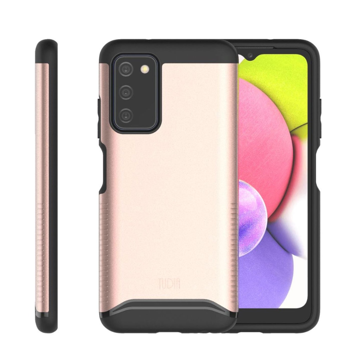 Rose Gold Samsung Galaxy A03S Case by TUDIA – Dual Layer Shockproof Heavy Duty Protective Phone Cover