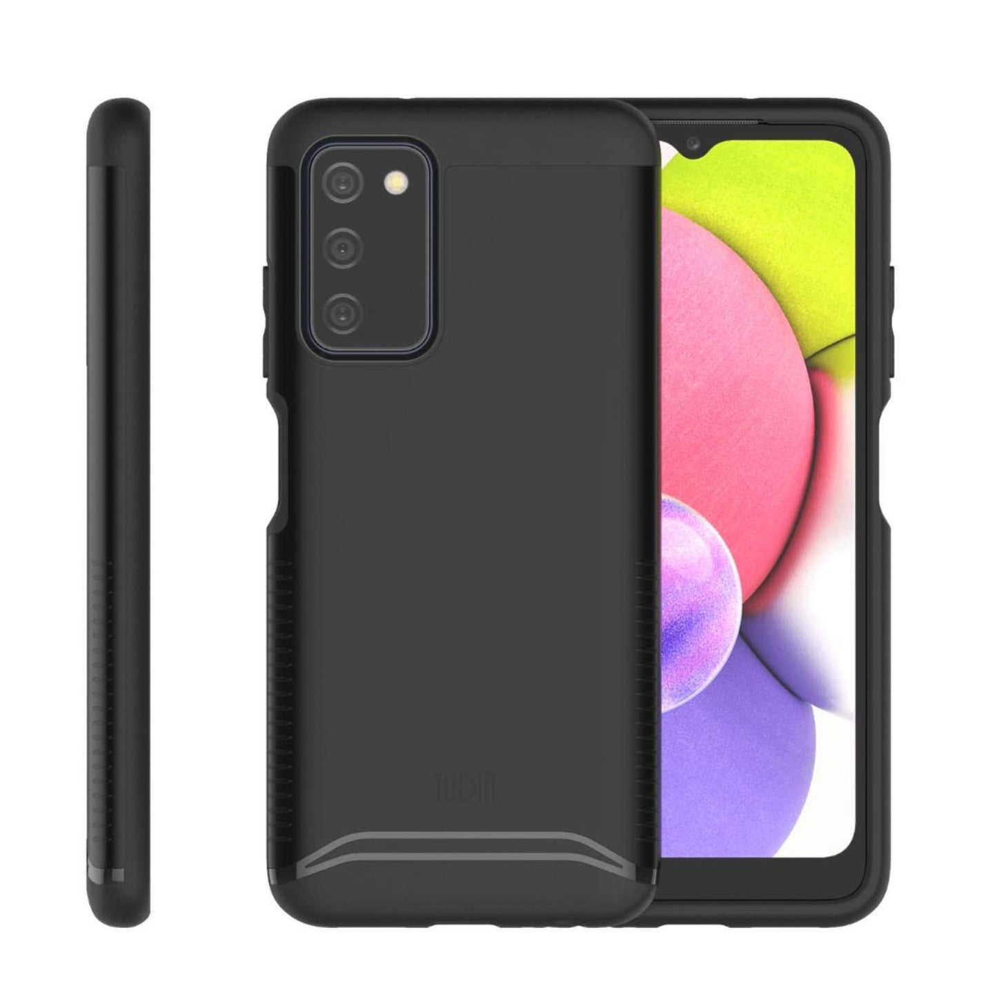 Jet Black TUDIA Merge Dual Layer Case for Samsung Galaxy A03S – Shockproof Heavy Duty Slim Protective Phone Cover