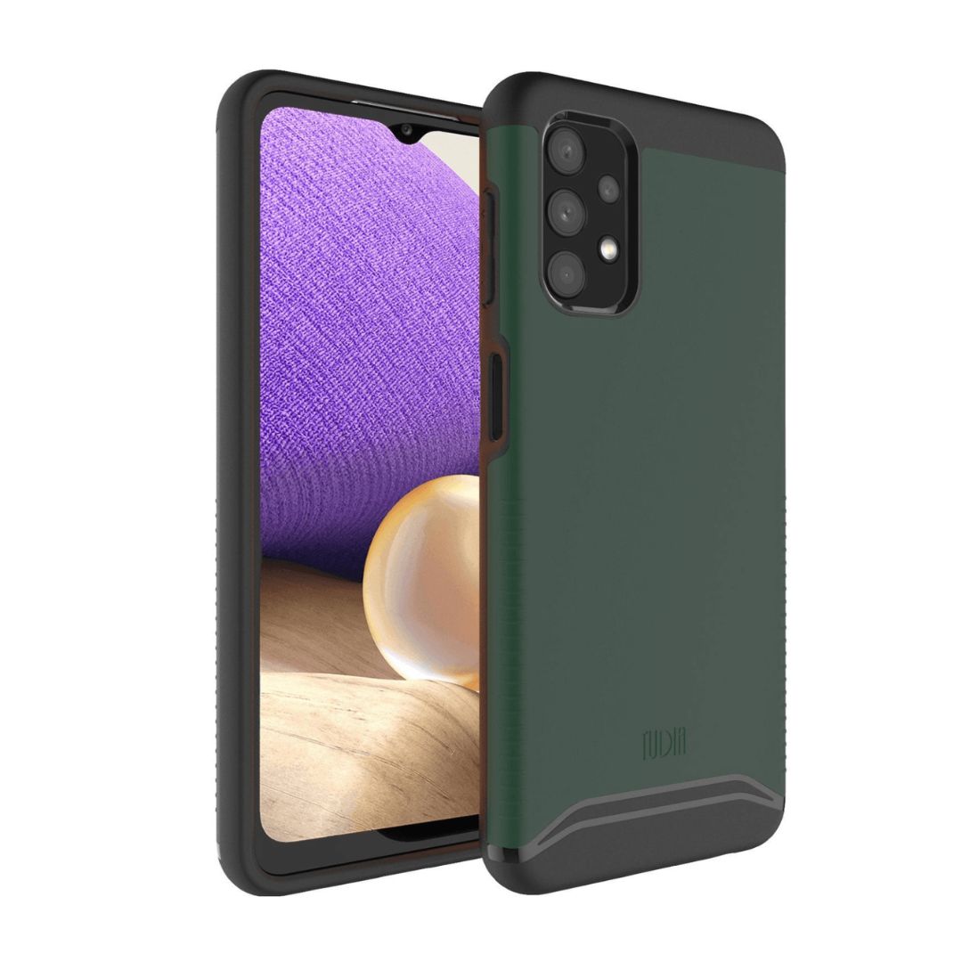 Samsung Galaxy A32 5G heavy duty dual layer protective case in hunter green color, shockproof phone cover for Galaxy A32 5G, durable slim fit smartphone case