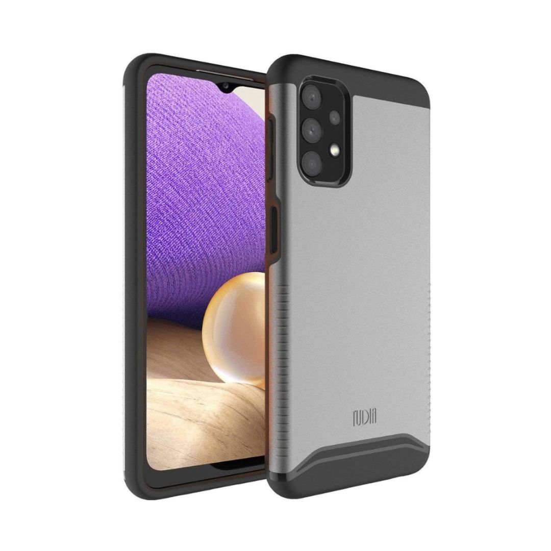 Samsung Galaxy A32 5G phone case MERGE heavy duty dual layer protection in metallic slate color, shockproof and durable cover