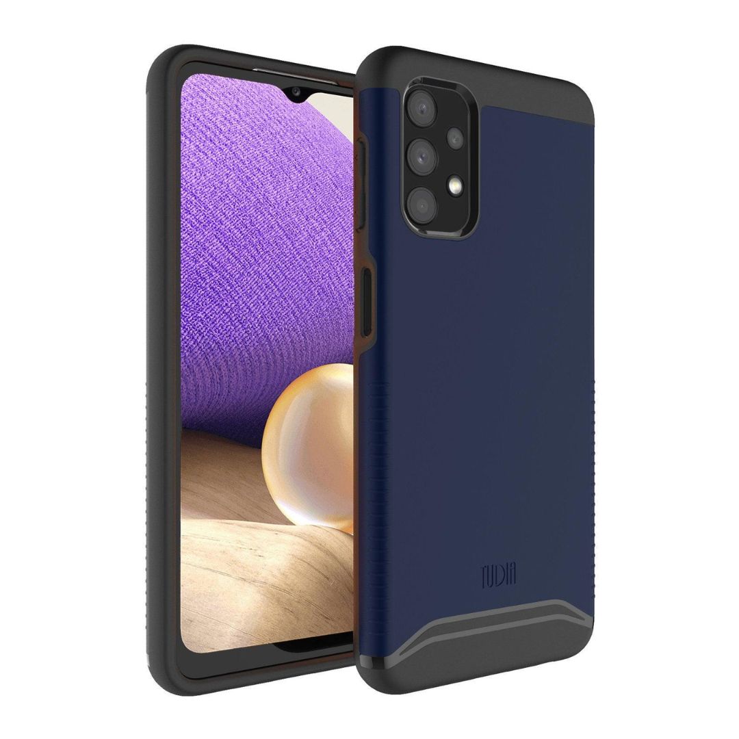 Samsung Galaxy A32 5G case MERGE heavy duty dual layer in indigo blue, shockproof protective phone cover