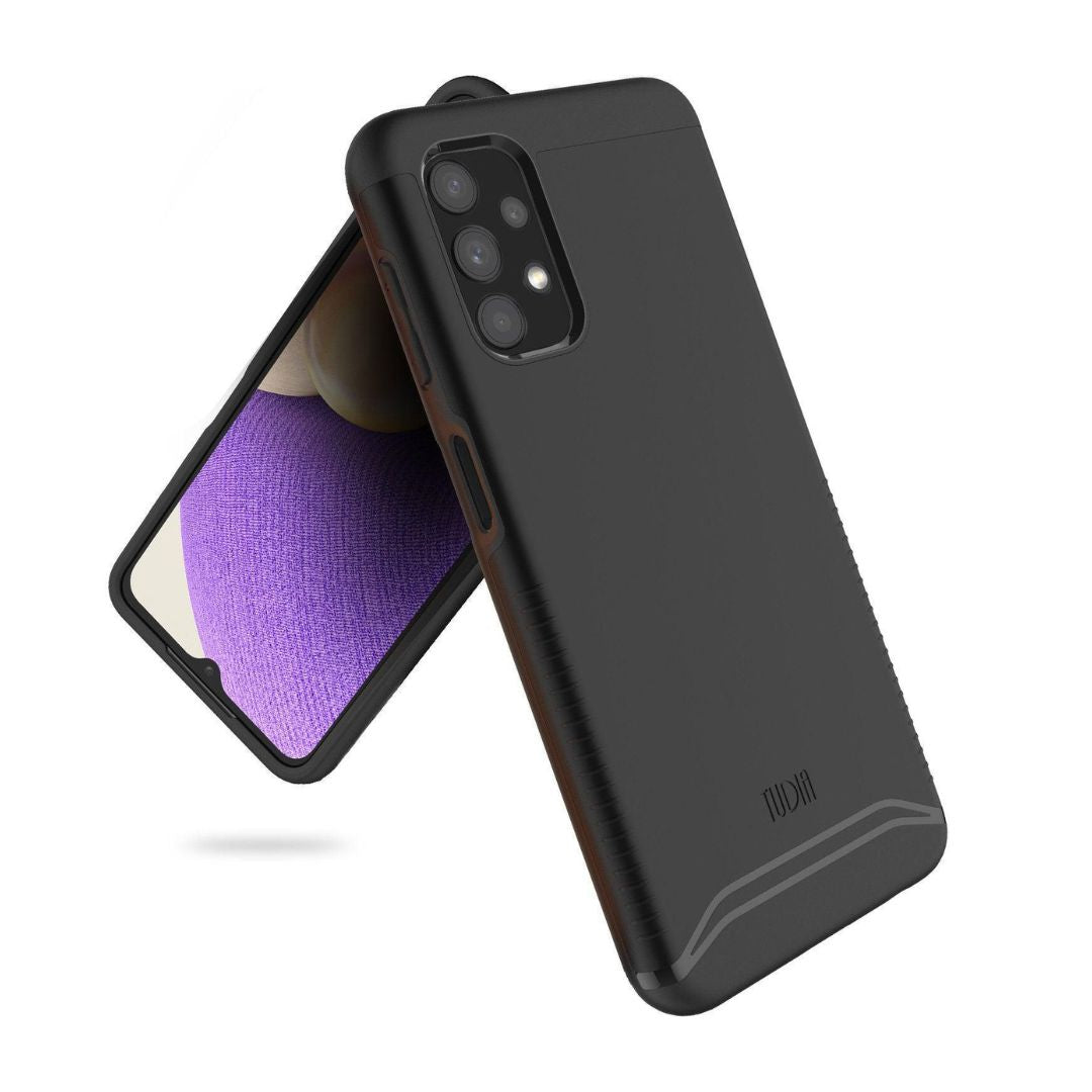 Samsung Galaxy A32 5G MERGE heavy duty dual layer protective phone case in jet black color