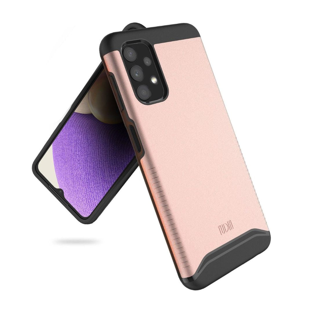 Samsung Galaxy A32 5G phone case MERGE heavy duty dual layer in rose gold, shockproof protective cover with durable armor design