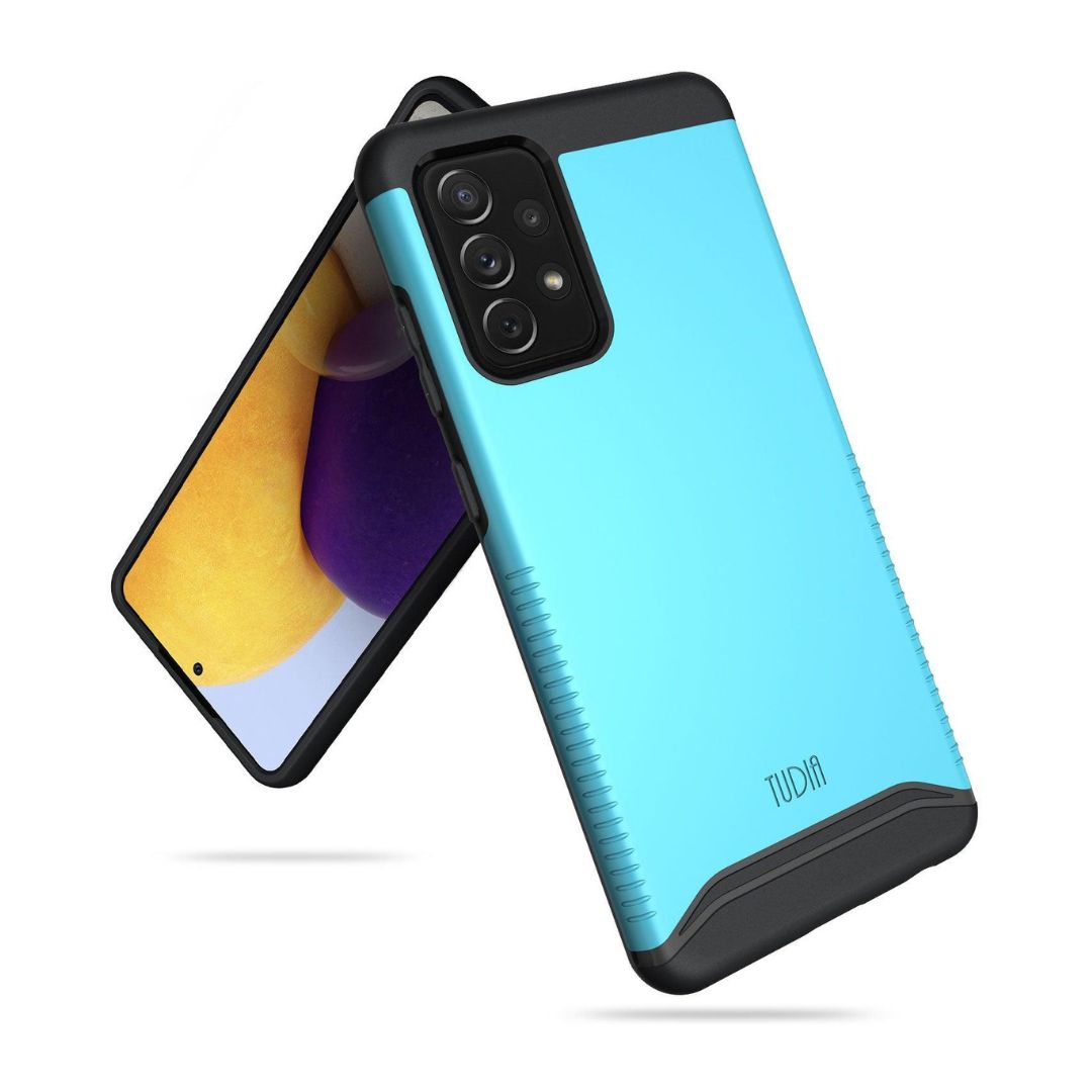 TUDIA MERGE Blue Rugged Case for Samsung Galaxy A72 - Dual Layer Shockproof Phone Cover with Military-Grade Drop Protection