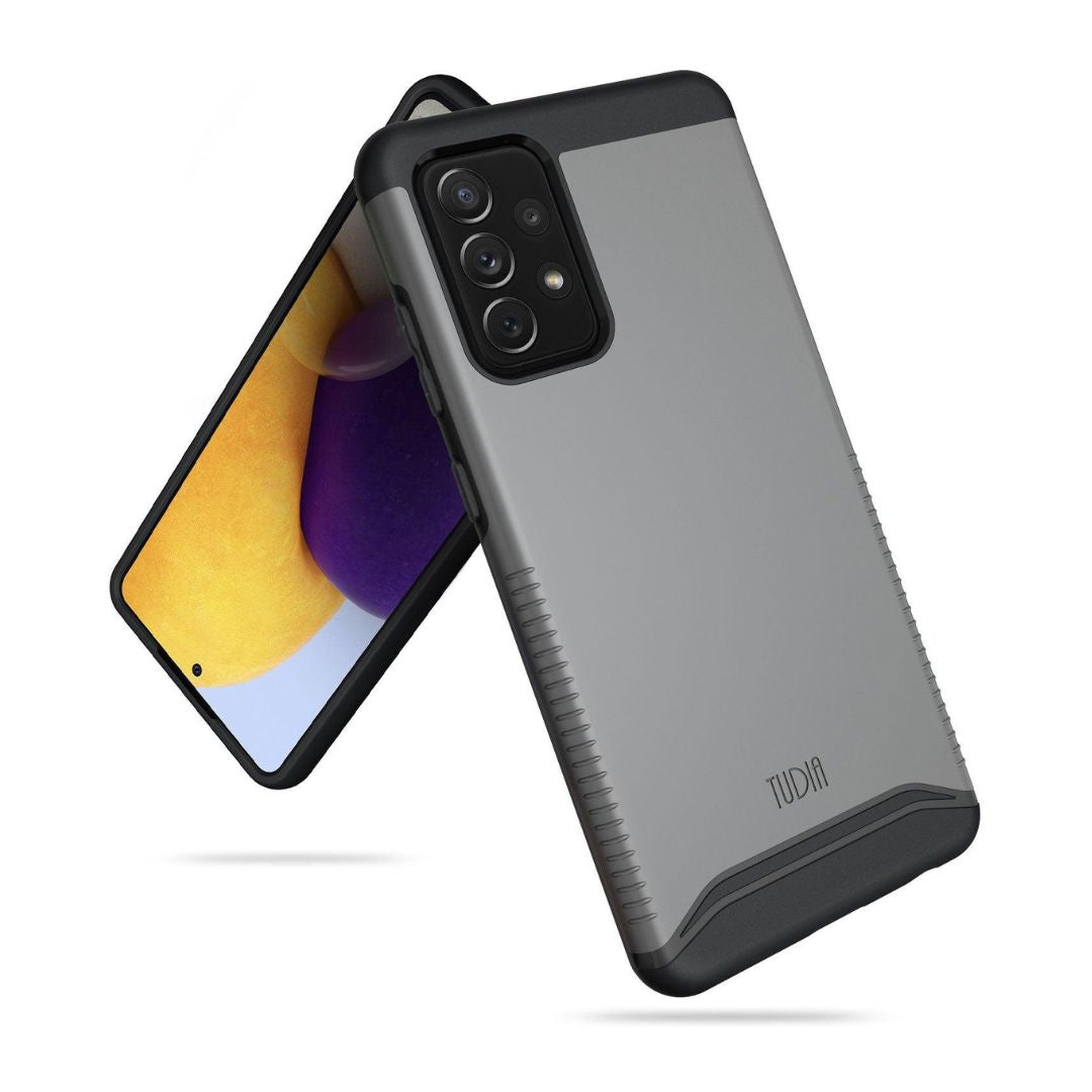TUDIA MERGE heavy duty dual layer case for Samsung Galaxy A72 in metallic slate – rugged shockproof phone cover with military-grade protection