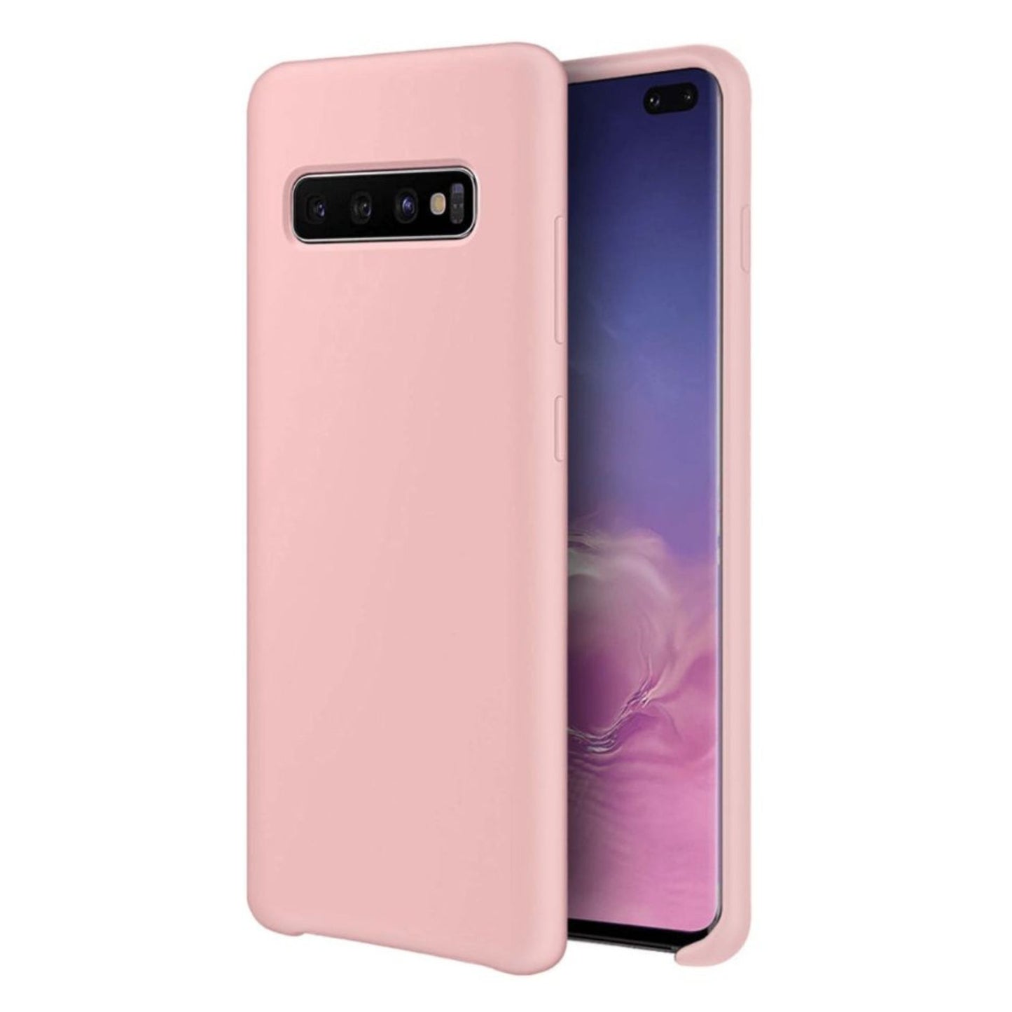 Soft pink silicone case for Samsung Galaxy S10 Plus, slim shockproof cover with smooth matte finish