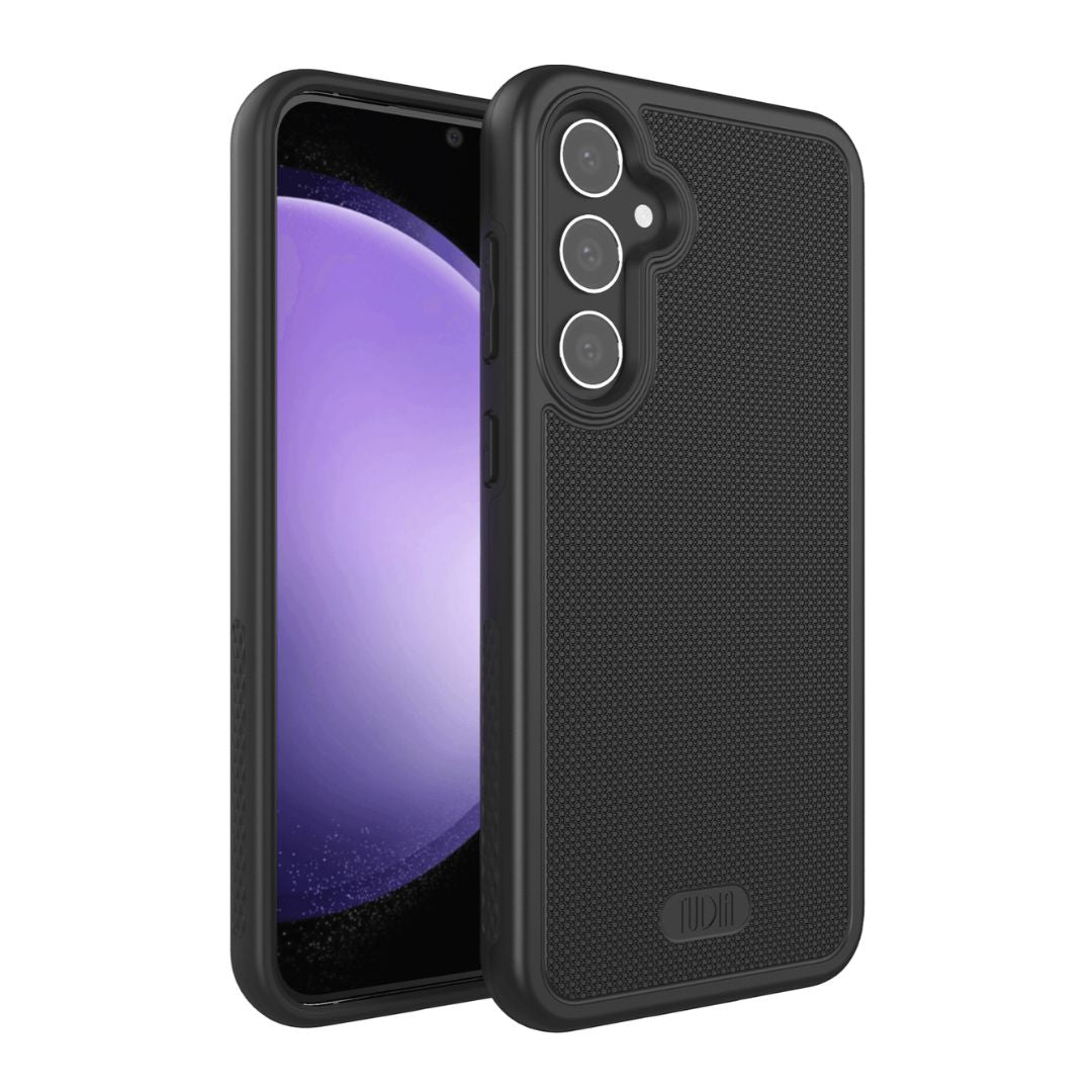 Samsung Galaxy S23 FE black protective phone case with built-in magnet, MergeGrip slim magnetic cover for Galaxy S23 FE
