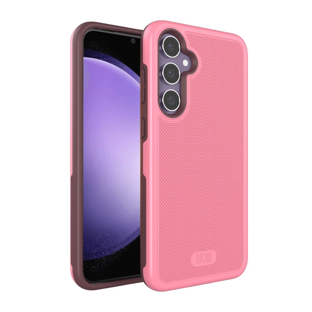 Samsung Galaxy S23 FE phone case in smokey pink with built-in magnet, slim MergeGrip protective cover