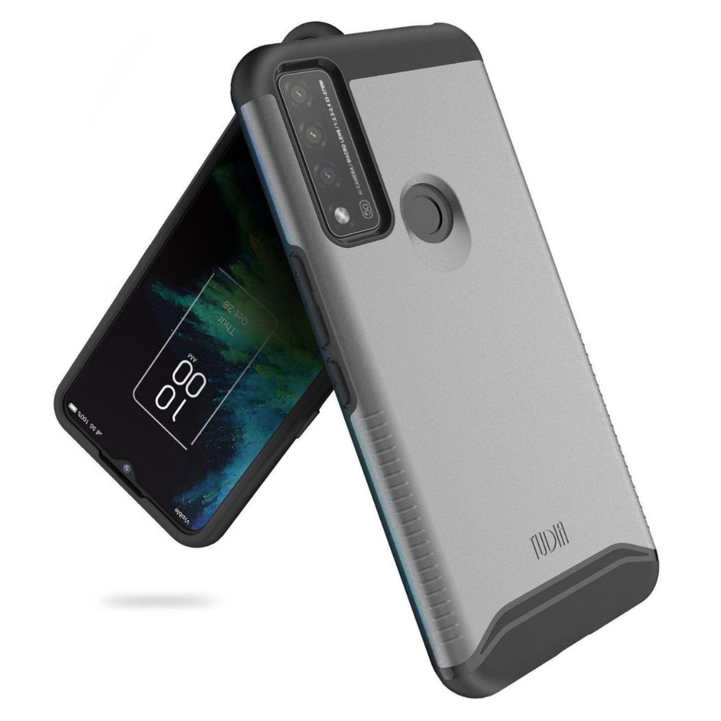TCL 20 A 5G and TCL 4X 5G T601DL phone case by TUDIA in Metallic Slate – dual-layer shockproof and rugged protection