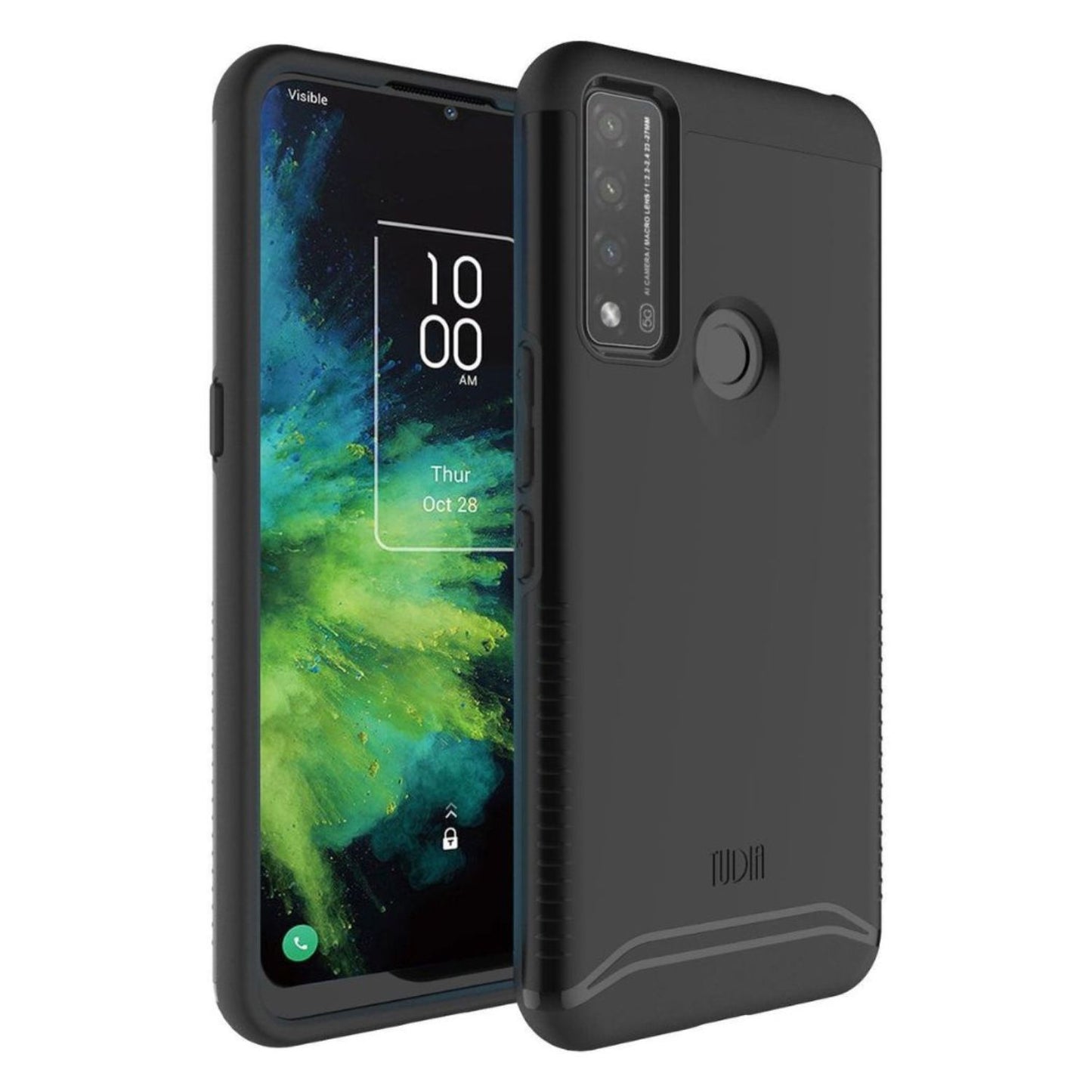 TCL 20 A 5G TCL 4X 5G T601DL MERGE heavy duty dual layer phone case in jet black showing rugged protective design