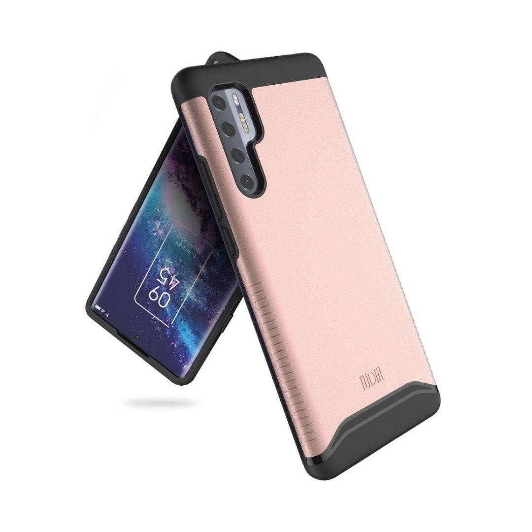 TCL 20 Pro 5G heavy duty dual layer protective phone case in stylish rose gold color