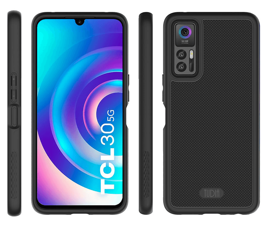 TCL 30 5G TCL 30 TCL 30 Plus 2022 phone case MergeGrip DualShield heavy duty shockproof protective cover in jet black