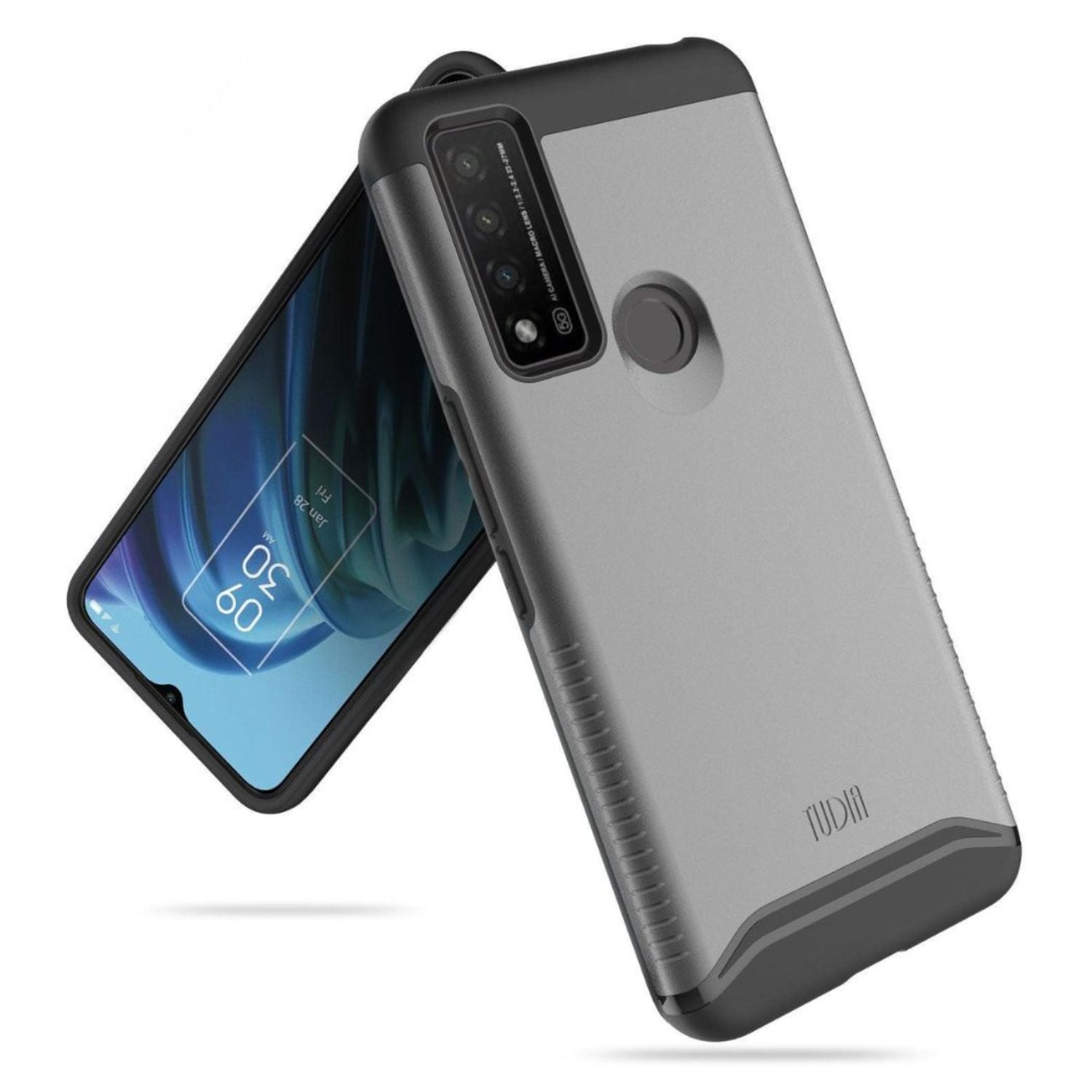 TCL 30 XE 5G phone case MERGE heavy duty dual layer shockproof protective cover in metallic slate color
