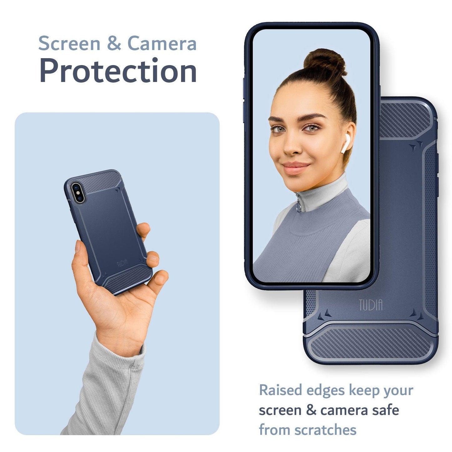 TUDIA iPhone X/XS Case with Carbon Fiber Grip, Shockproof Screen and Camera Protection