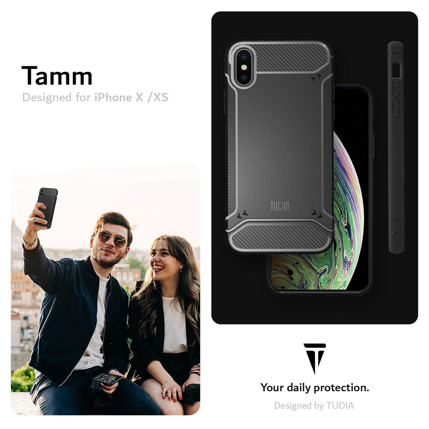 Apple iPhone X / XS Case TAMM Carbon Fiber Grip - TUDIA Products