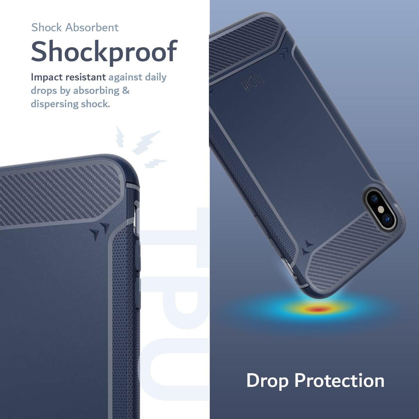 TUDIA TAMM Carbon Fiber Shockproof Case for Apple iPhone X / XS with Anti-Slip Grip and Drop Protection