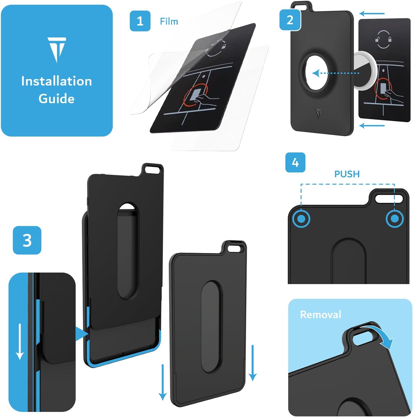 Two-piece TUDIA Tesla Key Card Holder Case with AirTag Slot for Models 3, Y, S, X, and Cybertruck