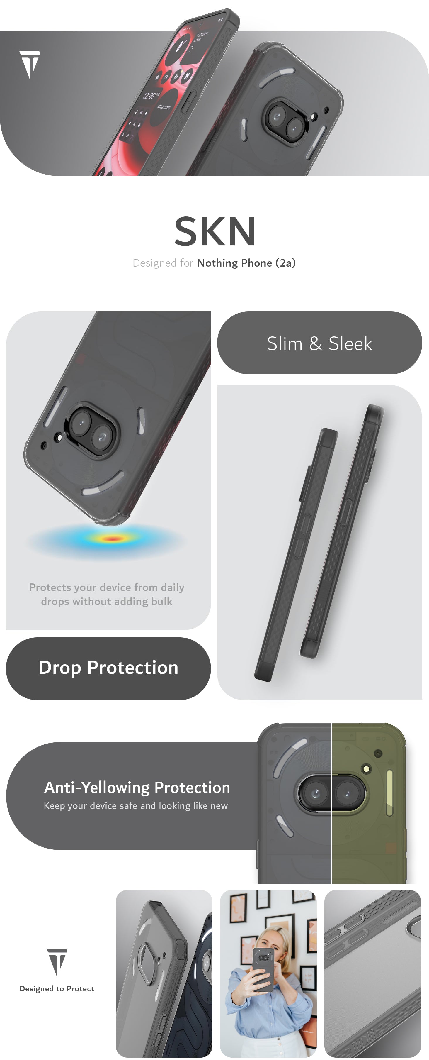 TUDIA SKN Slim Case for Nothing Phone (2) – Lightweight, Durable Protection with Precise Fit