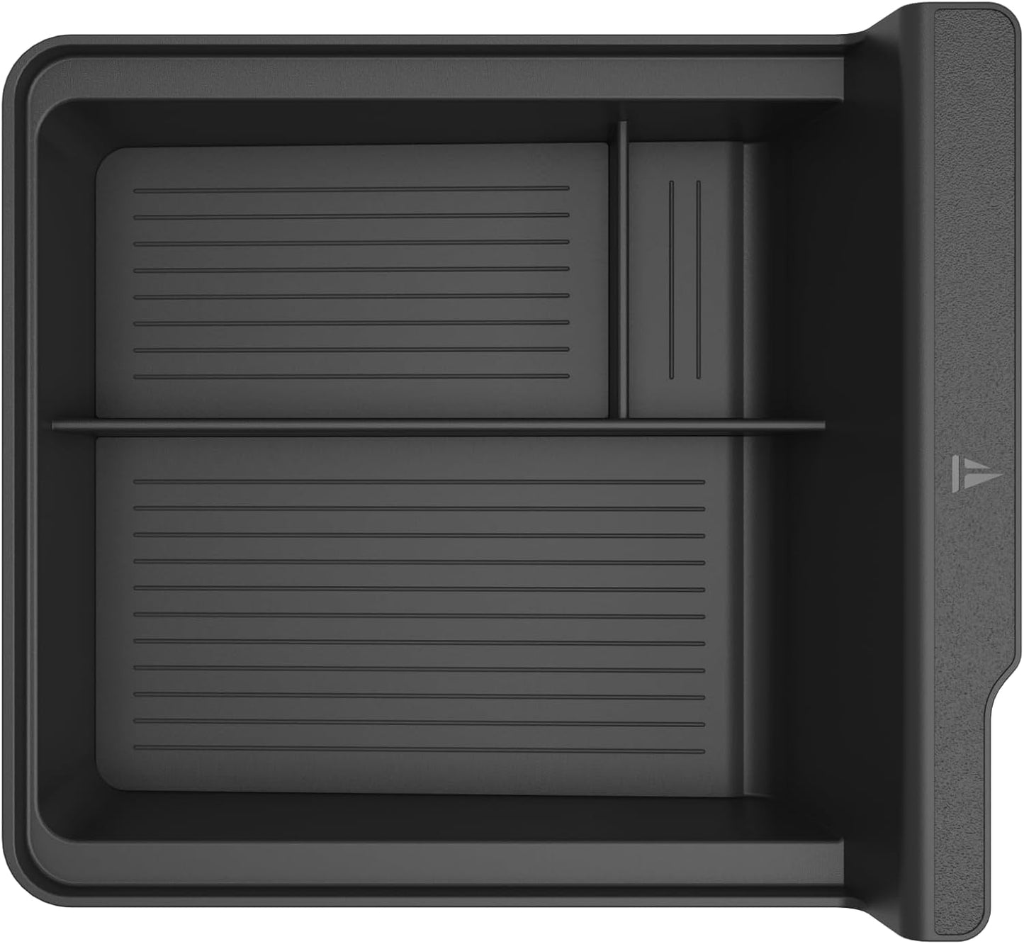 Center Console Organizer Tray for Tesla Model Y (2025), featuring a smooth slide design and silicone interior for enhanced storage and organization - TUDIA Products