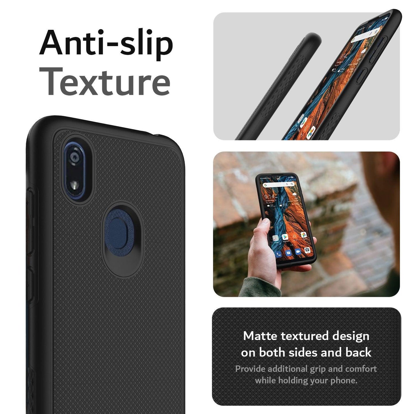 TUDIA MergeGrip Case for Consumer Cellular Verve Connect – Heavy Duty DualShield Shockproof Protective Cover with Anti-Slip Texture